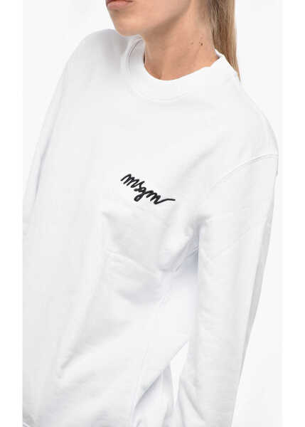Bluze de trening MSGM Cotton Crew-Neck Sweatshirt With Embroidery Logo White Femei (BM 19328933) 2