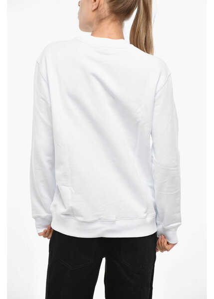 Bluze de trening MSGM Cotton Crew-Neck Sweatshirt With Embroidery Logo White Femei (BM 19328933) 3