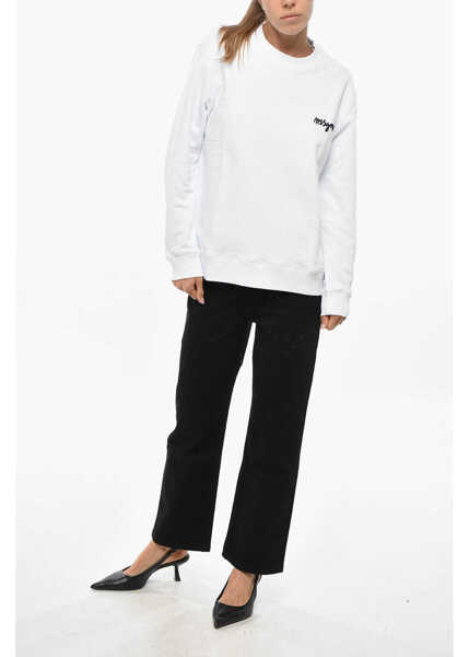 Bluze de trening MSGM Cotton Crew-Neck Sweatshirt With Embroidery Logo White Femei (BM 19328933) 4