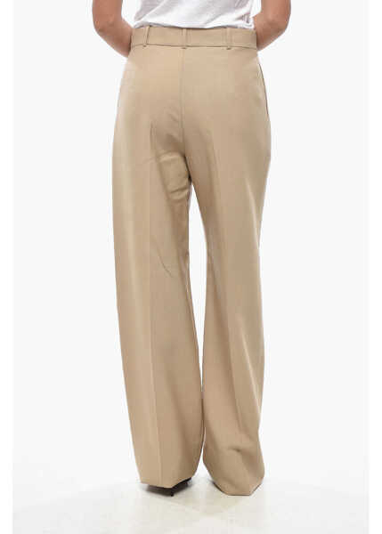 Pantaloni casual Dior Single-Pleated Mohair Blend Palazzo Pants Beige Femei (BM 19328942) 2