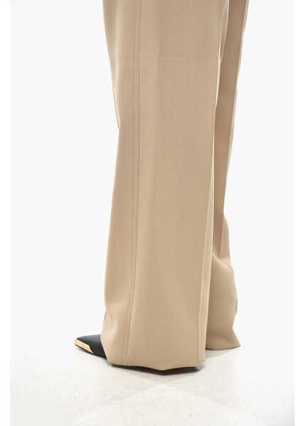 Pantaloni casual Dior Single-Pleated Mohair Blend Palazzo Pants Beige Femei (BM 19328942) 3
