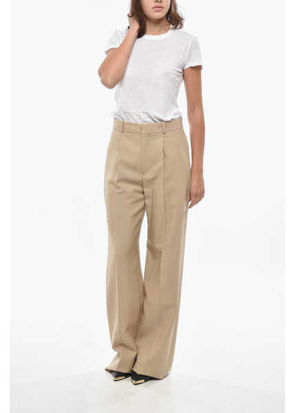 Pantaloni casual Dior Single-Pleated Mohair Blend Palazzo Pants Beige Femei (BM 19328942) 4