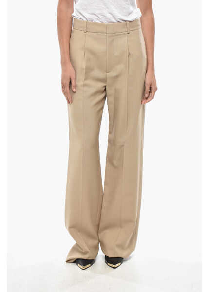 Pantaloni casual Dior Single-Pleated Mohair Blend Palazzo Pants Beige Femei (BM 19328942) 1