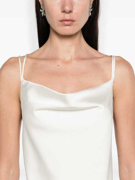 Rochii scurte ROTATE Birger Christensen Satin Slip Dress With Criss Cross Strap White Femei (BM 19328945) 5