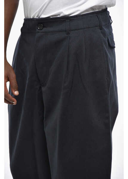 Pantaloni casual Comme des Garons Shirt Solid Color Double-Pleated Pants With Belt Loops Blue Barbati (BM 19328948) 3