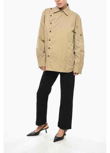 Camasi casual Bottega Veneta Cotton Shirt With Decentralized Buttoning Beige Femei (BM 19328963) 4