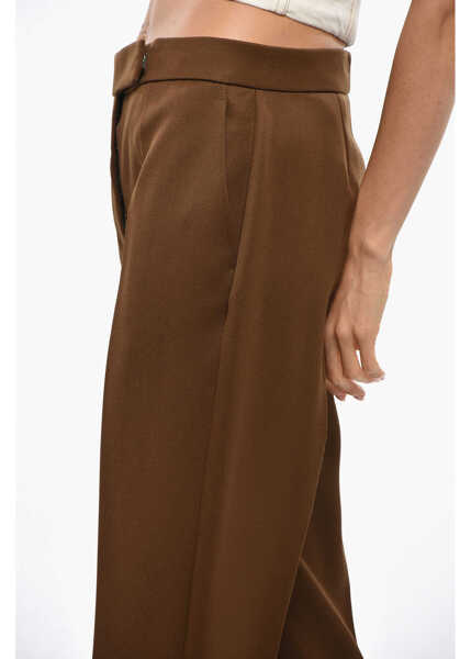 Pantaloni casual Tory Burch Twill Wool Chinos Pants Brown Femei (BM 19328981) 2