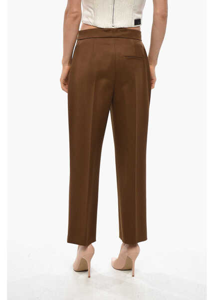 Pantaloni casual Tory Burch Twill Wool Chinos Pants Brown Femei (BM 19328981) 3