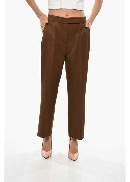 Pantaloni casual Tory Burch Twill Wool Chinos Pants Brown Femei (BM 19328981) 1