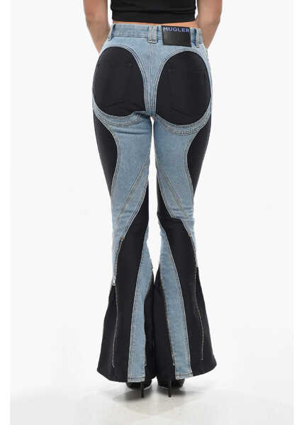 Blugi drepti MUGLER Zip Detailing Flared Denims With Jersey Inserts Light Blue Femei (BM 19328990) 2
