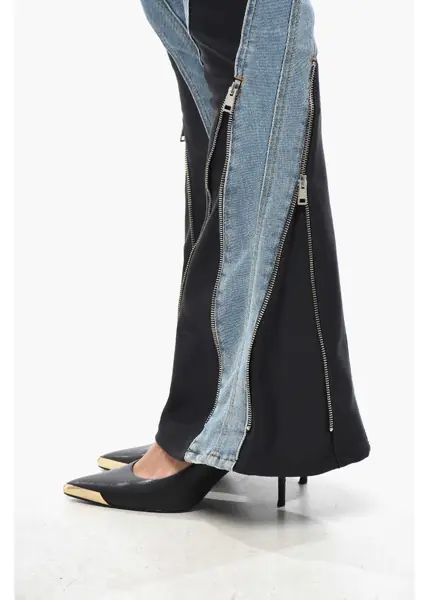 Blugi drepti MUGLER Zip Detailing Flared Denims With Jersey Inserts Light Blue Femei (BM 19328990) 3