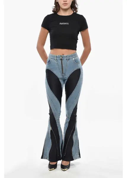 Blugi drepti MUGLER Zip Detailing Flared Denims With Jersey Inserts Light Blue Femei (BM 19328990) 4