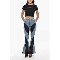 Blugi drepti Dama pagina 5 - Blugi drepti MUGLER Zip Detailing Flared Denims With Jersey Inserts Light Blue Femei (BM 19328990) - B-mall.ro