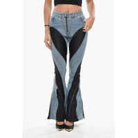 Blugi drepti Zip Detailing Flared Denims With Jersey Inserts Femei