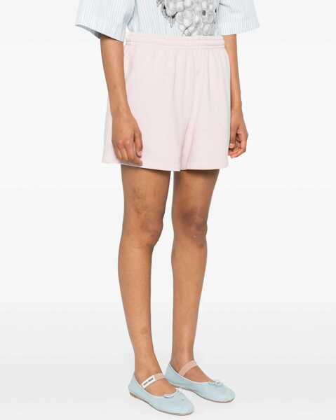 Pantaloni scurti ROTATE Birger Christensen Solid Color Cotton Shorts With Drawstring Waist Pink Femei (BM 19329005) 3