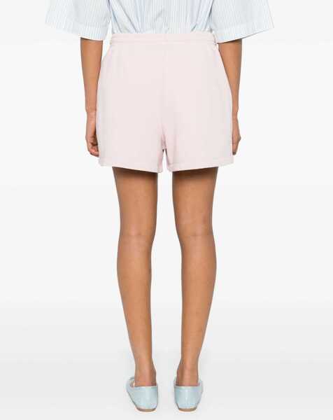 Pantaloni scurti ROTATE Birger Christensen Solid Color Cotton Shorts With Drawstring Waist Pink Femei (BM 19329005) 4