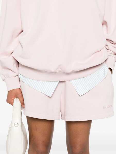 Pantaloni scurti ROTATE Birger Christensen Solid Color Cotton Shorts With Drawstring Waist Pink Femei (BM 19329005) 5