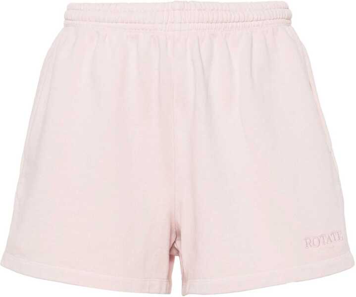 Pantaloni scurti ROTATE Birger Christensen Solid Color Cotton Shorts With Drawstring Waist Pink Femei (BM 19329005) 1