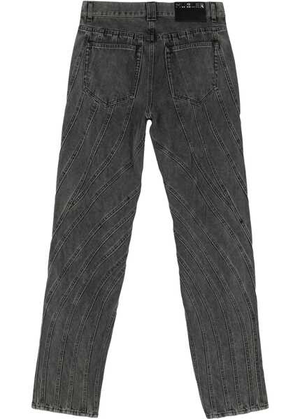 Blugi drepti MUGLER Washed Effect Baggy Fit Jeans With Decorative Diagonal Stitc Black Barbati (BM 19329008) 2