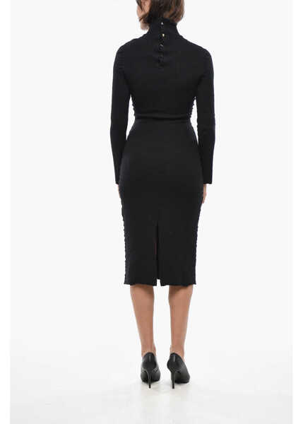 Rochii lungi Bottega Veneta Turtleneck Knitted Sheath Dress Black Femei (BM 19329020) 2
