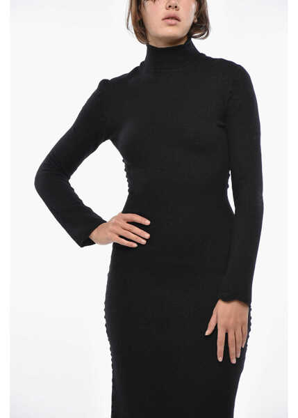 Rochii lungi Bottega Veneta Turtleneck Knitted Sheath Dress Black Femei (BM 19329020) 4