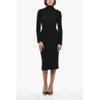 Rochii lungi Turtleneck Knitted Sheath Dress Femei