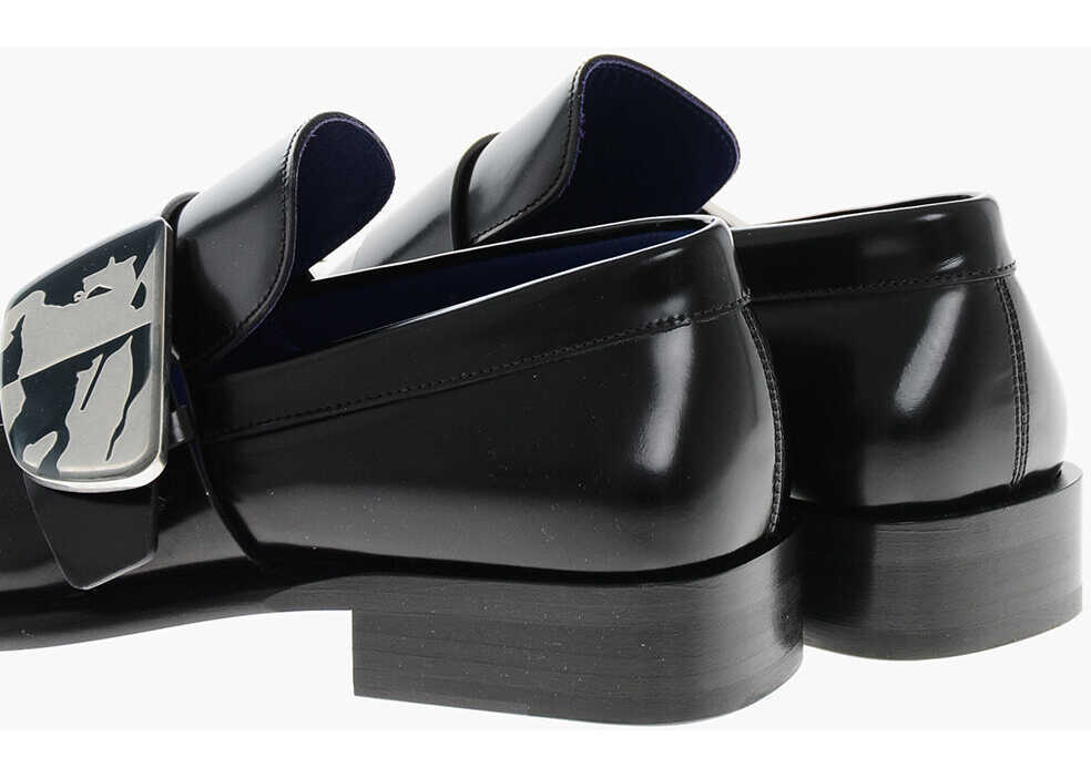Mocasini Burberry Leather Shield Loafers With Maxi Frontal Plaque Black Barbati (BM 19329026) 2