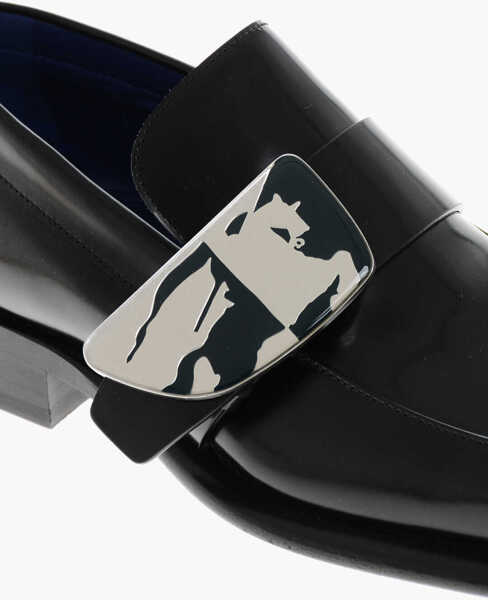 Mocasini Burberry Leather Shield Loafers With Maxi Frontal Plaque Black Barbati (BM 19329026) 4