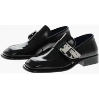 Mocasini Leather Shield Loafers With Maxi Frontal Plaque Barbati
