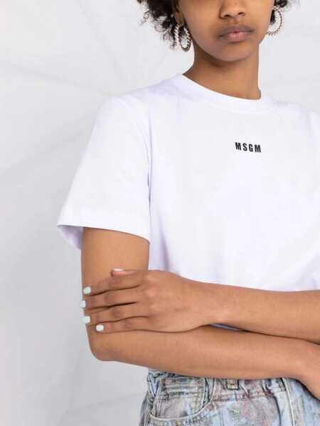 Tricouri MSGM Micro Logo T-Shirt WHITE Femei (BM 19329110) 3
