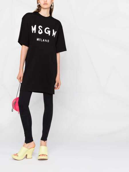 Rochii casual MSGM Brushed Logo Dress BLACK Femei (BM 19329113) 2