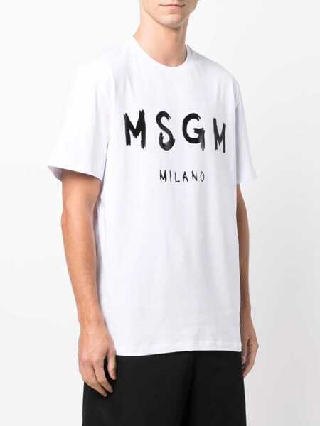 Tricouri MSGM Cotton T-Shirt WHITE Barbati (BM 19329119) 3