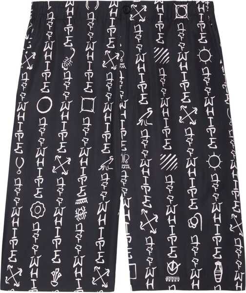 Pantaloni scurti Off-White Printed Viscose Type Shorts Black Barbati (BM 19329167) 1