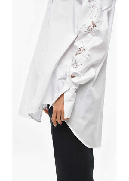 Camasi casual Ermanno Scervino Popeline Shirt With Lace Inserts White Femei (BM 19329173) 2