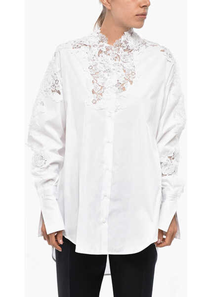 Camasi casual Ermanno Scervino Popeline Shirt With Lace Inserts White Femei (BM 19329173) 1