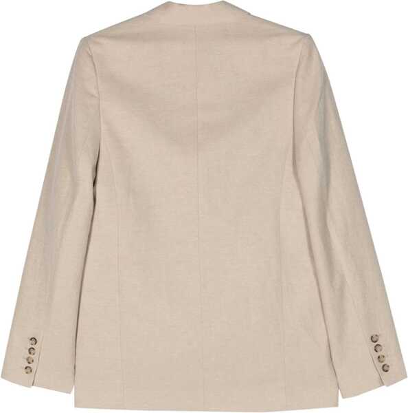 Sacouri TOTME Flush Pocketed Linen Blend Blazer Beige Femei (BM 19329185) 2