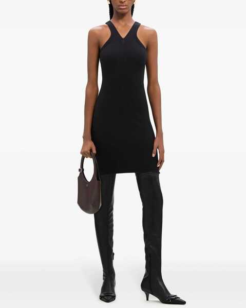 Rochii scurte COURRGES Ribbed Cotton Blend Minidress With Zipped Detail Black Femei (BM 19329188) 2