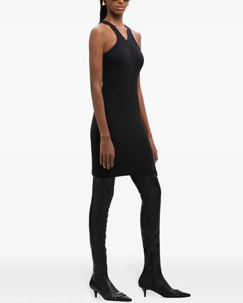 Rochii scurte COURRGES Ribbed Cotton Blend Minidress With Zipped Detail Black Femei (BM 19329188) 3