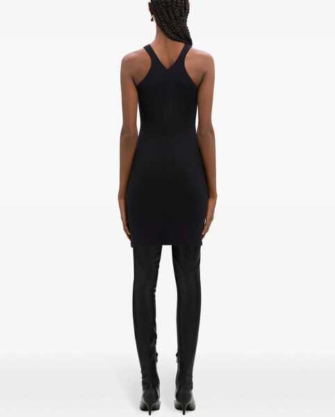 Rochii scurte COURRGES Ribbed Cotton Blend Minidress With Zipped Detail Black Femei (BM 19329188) 4