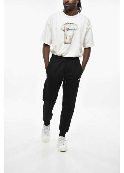 Pantaloni de trening Diesel Brushed Cotton Tary Sweatpants With Cuffs Black Barbati (BM 19329200) 4