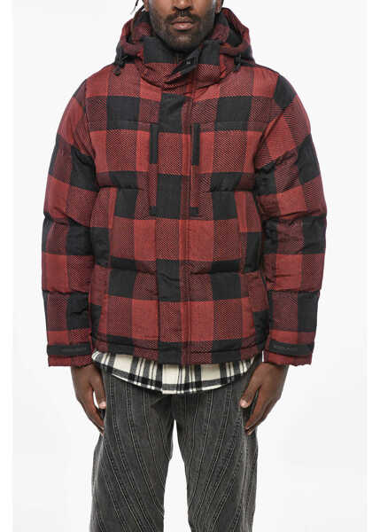 Geci de iarna Woolrich Buffalo Checked Down Jacket With Hood Red Barbati (BM 19329206) 1