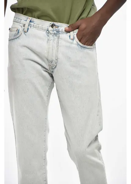 Blugi slim fit Off-White Light Washed Single Arrow Slim Fit Denims 17Cm Light Blue Barbati (BM 19329212) 3