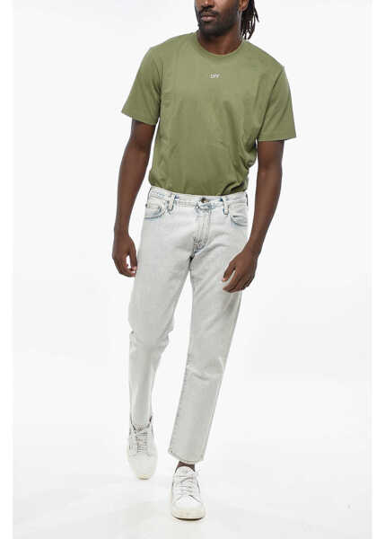 Blugi slim fit Off-White Light Washed Single Arrow Slim Fit Denims 17Cm Light Blue Barbati (BM 19329212) 4