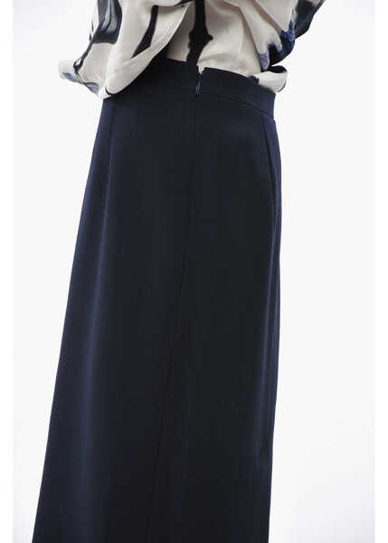Fuste lungi Alessandra Rich Wool Pencil Skirt With Back Zip Blue Femei (BM 19329221) 2