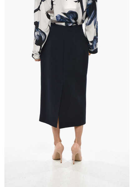 Fuste lungi Alessandra Rich Wool Pencil Skirt With Back Zip Blue Femei (BM 19329221) 3