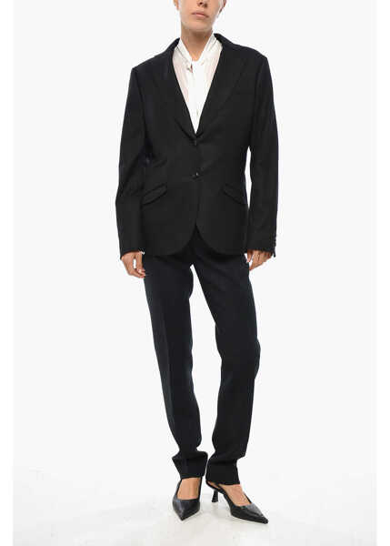 Sacouri Maurizio Miri Half-Lined Wool Blazer With Raw Cut Edges Black Femei (BM 19329224) 4