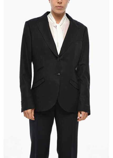 Sacouri Maurizio Miri Half-Lined Wool Blazer With Raw Cut Edges Black Femei (BM 19329224) 1