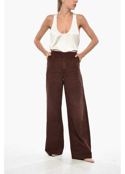 Pantaloni office RE/DONE Corduroy Pants With Hidden Closure Brown Femei (BM 19329230) 3