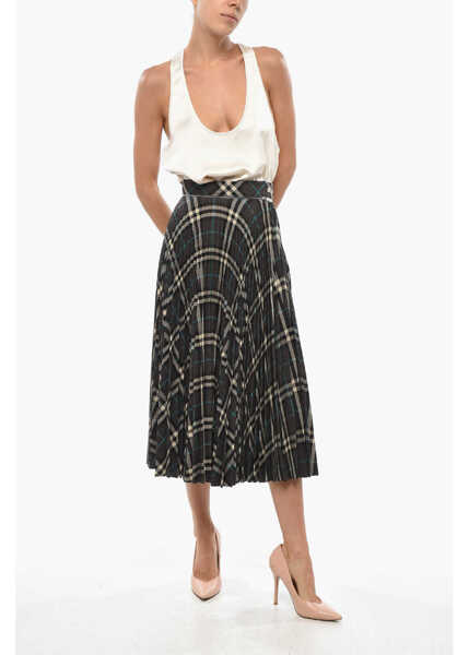 Fuste lungi Burberry Tartan Patterned Accordion Midi Skirt Brown Femei (BM 19329236) 4