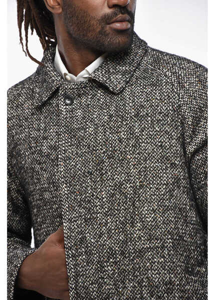 Paltoane Tagliatore Half-Lined Melange Fabric Coat With Flap Pockets Black Barbati (BM 19329242) 3